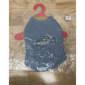 VIPoochy Dog‎ Sweater Coat Blue Sequin Motorcycle Stretch Pullover XS #47